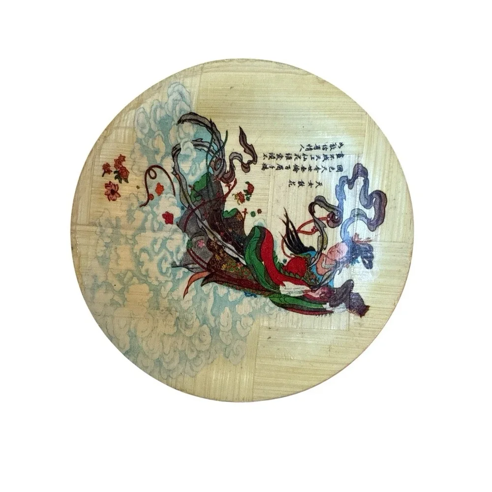 Vintage Bamboo‎ Coaster Set – Chinese Celestial Motif – 4.25